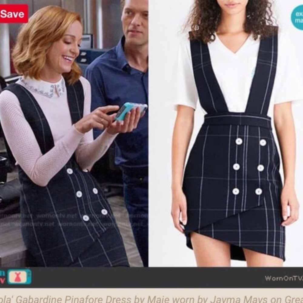NWT New $325 Maje Jola Checked Woven Pinafore Skirt Dress Size 34 US XS
